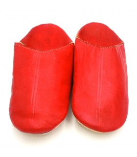 Babouche Babouche Balade Dans La Maison Style Arabe - 100% Cuir - Couleur Rouge - Artisanat Marocain - Modèle Darun
