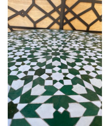ANDALUSI MOSAIC GARDEN TABLE - ZELIGE AZULEJOS FEZ - OUARSASAT MODEL