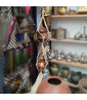 Doppelt hängender Makramee-Pflanztopf mit Gemüseseil Handwerk Granada 120 cm - Modell Ubaida