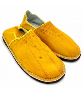 Pantofole arabe in pelle unisex per adulti - Giallo - Artigianato marocchino - Modello Kadim