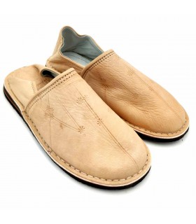 Pantofole arabe in pelle unisex per adulti - Colore della pelle - Artigianato marocchino - Modello Kadim