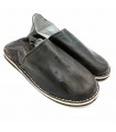 Babouches Arabes en Cuir Unisexe Adulte - Noir - Artisanat Marocain - Modèle Kadim