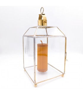Farol Vintage Cristal y Latón - Latón y Cristal - Artesanía Granadina Vitrina Cristal Exposición - Modelo Munawar