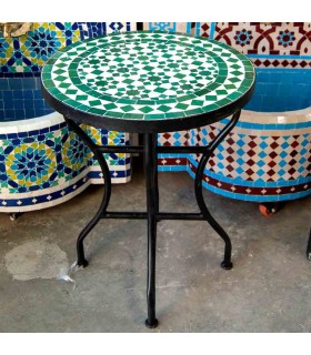 Mesa de Mosaico zellige Marroquí Fez Andalusí Jardin o Terraza - Modelo Najma Akhdar