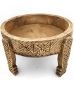 Mesa de Molinillo Chakki Baja Madera Tallada - Chill Out - Artesanía Marroquí Modelo khashab Beldi