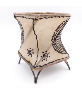 Bougeoir en Cuir Peint au Henné Couleur Unie - Artisanat Marocain Décoration Andalouse Modèle Murabaatun