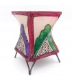 Porta Velas Piel Pintado con Henna Muticolor - Artesanía Marroquí Decoración Andalusí Modelo Murabaatun