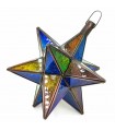 Lámpara Marroquí de Techo - Estrella Andalusí - Multicolor Nº 2 - Artesanía Fez - Modelo Najma