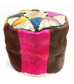 Haut Puff Cover Cuir Arabe Marocain 100% - Artisanat Marocain - Modèle Alwanii