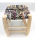 Moroccan Stool Lemon Wood Scraps of Woven Fabric Tadwir Model