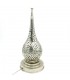Lampe de Table en Laiton Nickelé Sculpté et Ajouré Artisanat Marocain - Décoration Andalouse Modèle KAMUZRA Dhahbi