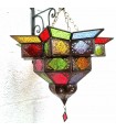 Lampara Plafón Árabe - Cristales Multicolor - Calado Árabe