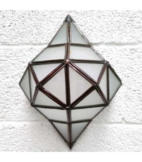 Wandleuchte Marokkanische Handwerkskunst aus Metall und Glas - Farbe Kupfer und Weiß - Serie Yahra Model Sable