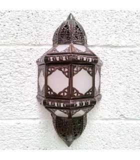Wandleuchte Marokkanische Handwerkskunst aus Metall und Glas - Farbe Kupfer und Weiß - Nahr-Modell Sable-Serie