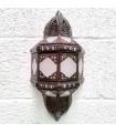 Candeeiro de parede Artesanato marroquino Metal e Vidro - Cor Cobre e Branco - Nahr Modelo Série Sable