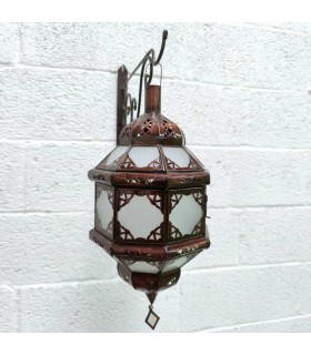 Marokkanische Handwerkskunst-Deckenlampe in Weiß und Kupfer – Serie Sable – Modell Nahr