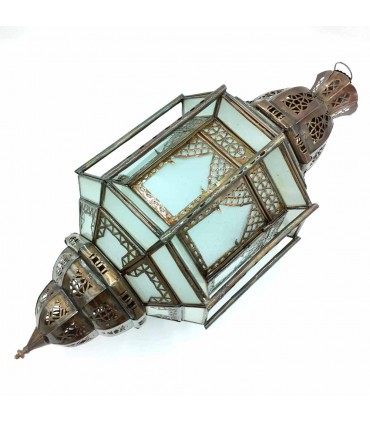 White and Copper Moroccan Craftsmanship Ceiling Lamp - Sable Series - Samai Saguir Model