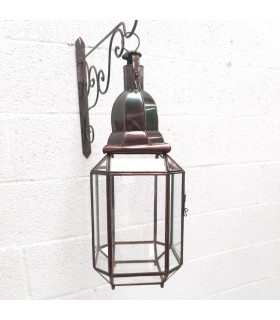 Lampara Farol Marroquí Estilo Andalusí - Cristal Transparente - Artesanía Fez - Modelo Fezi El-Abiad