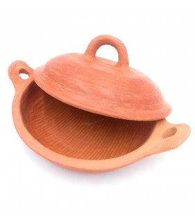 Tajin ovale con coperchio in argilla Oued Laou Artigianato marocchino Sana cucina casalinga