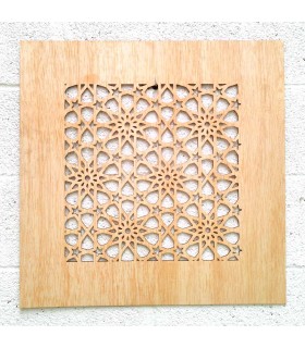 Cuadro Marco espejo Decorativo Celosía Árabe Madera - Decoración Oriental - Corte Láser - Modelo Alimuna 1 - 60 x 60 cm