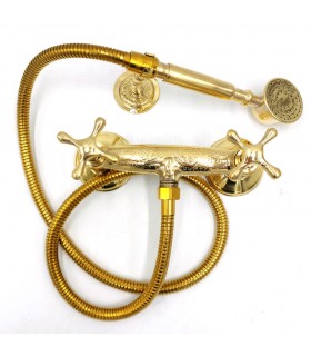 Moroccan Shower Faucet Golden Brass Decorated Moroccan Crafts Marrakech Model