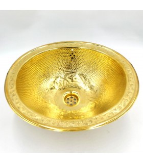 Lavabo marocain 35 cm Artisanat Marocain Martelé et décoré de détails arabesques