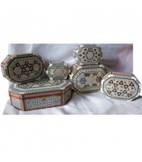 Egypt White Oval Marquetry Jewelry Box - 6 Sizes