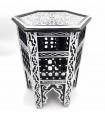Wooden Side Table with Lattice - Moroccan Crafts - SARABIA ASWAD Model