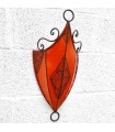 Wall Light Orange Leather Lampshade Decorated with Henna Moroccan Crafts Model Aldurue