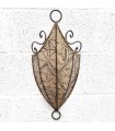 Aplique Pared Pantalla Piel Beige Decorado con Henna Artesanía Marroquí Modelo Aldurue