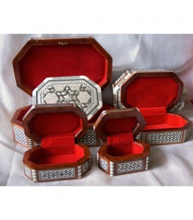 Egypt White Oval Marquetry Jewelry Box - 6 Sizes