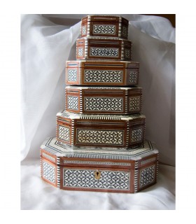 Joyero Ovalado Taracea Blanca Egipto - 6 Tamaños