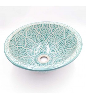 Marokkanisches Keramikwaschbecken Fez 40 cm, handbemaltes Kunsthandwerk – Khadri-Modell