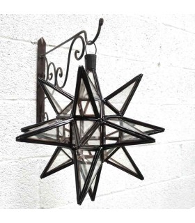 Lámpara Techo Colgar Estrella Andalusí - Color Transparente - Artesanía Marroquí - Modelo Estrella Al-Nujum