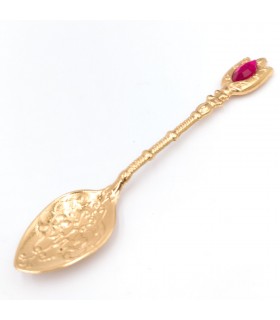 Cuillère d'artisanat en métal de dinde - Couleur or - Résine décorative - Modèle Dhabi