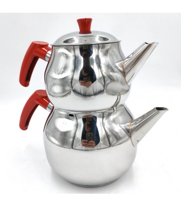 Lot de 2 Théières Turques Taille Familiale Remetta LUMİNO Acier Inoxydable