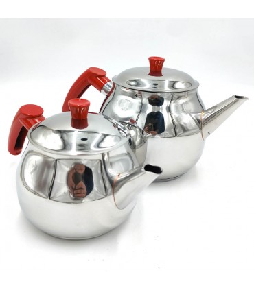 Set of 2 Turkish Tea Pots Family Size Remetta LUMİNO Stainless Steel