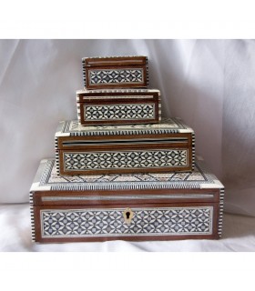 Egypt White Rectangular Marquetry Jewelry Box - 6 Sizes