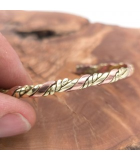 Bracelet Jonc Unisexe Cuivre et Laiton Guérison Préventive de l'Arthrite Modèle 46