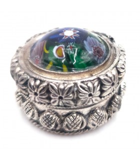 Alpaga Mini boîte à pilules décorative en verre multicolore artisanat indien