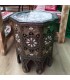 Moroccan Auxiliary Table Bone Wood and Embossed Alpaca Merzouga Model