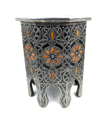 Table d'appoint marocaine en bois d'os et alpaga gaufré modèle Merzouga