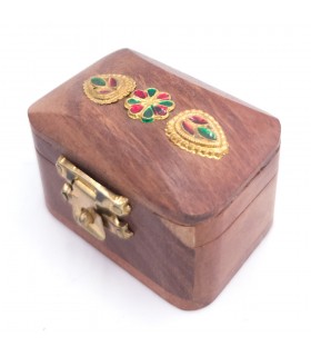 Hölzerne Pillendose Indian Crafts mit Samt Khashabun Modell 2