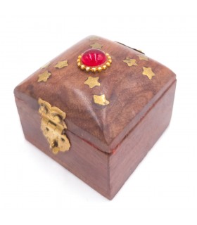 Pillendose aus Holz Indian Crafts mit Samt Khashabun Modell 4