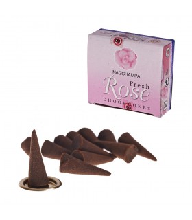 Coni incenso Rosa Fresca - SATYA - 12 unità - include Base