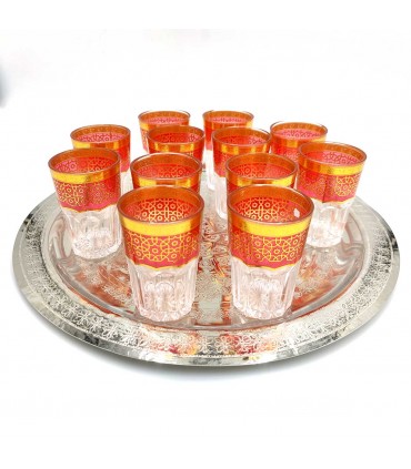 Juego 12 Vasos de Te Moruno Grandes - Decoración Andalusí - Modelo Mozarabe 180ml
