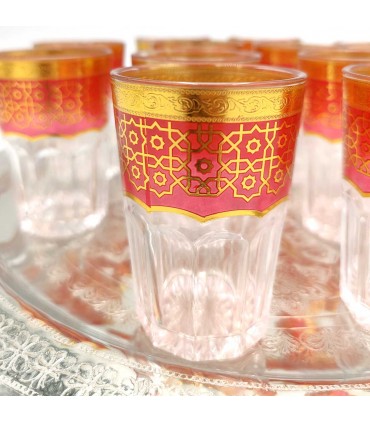 Juego 12 Vasos de Te Moruno Grandes - Decoración Andalusí - Modelo Mozarabe 180ml
