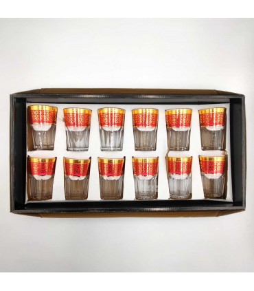 Juego 12 Vasos de Te Moruno Grandes - Decoración Andalusí - Modelo Mozarabe 180ml