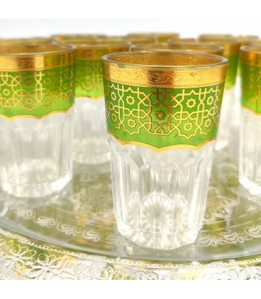 Juego 12 Vasos de Te Moruno Grandes - Decoración Andalusí - Modelo Mozarabe 180ml