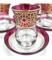 Set Juego 6 Vasos de Té Turco con Platitos - Artesanía Turca - Decoración Árabe - Modelo Samaui